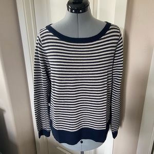 Anthropologie Rosne Netra Sweater, Navy & Cream Striped, Size M